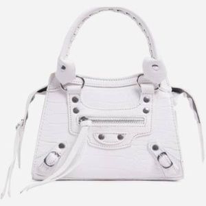 Ego Mini City Bag - Croc Faux Leather (White)